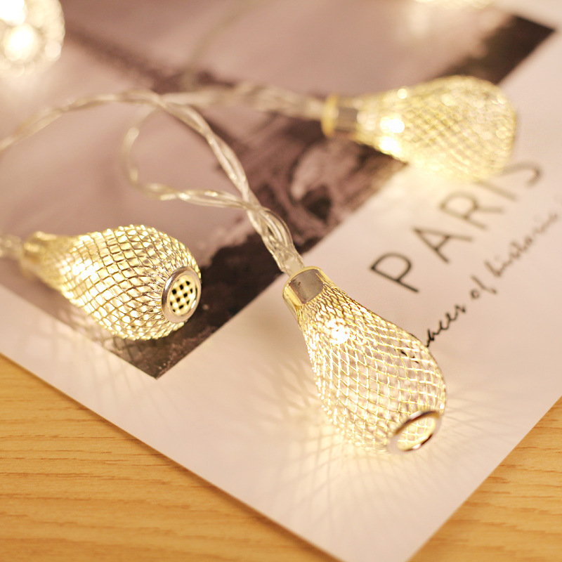 10/20/40 LED luci stringa, luce di Natale a batteria, lampada a goccia di acqua vuota per la decorazione del festival di nozze di Natale Dimensioni: Golden 40 LED